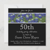50e verjaardag Texas Bluebonnets Floral Invitation Kaart (Voorkant)