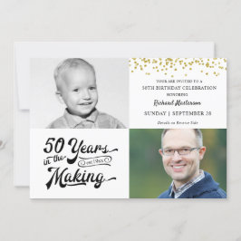 50e Verjaardag Toen & Nu Foto's Gouden Confetti Kaart