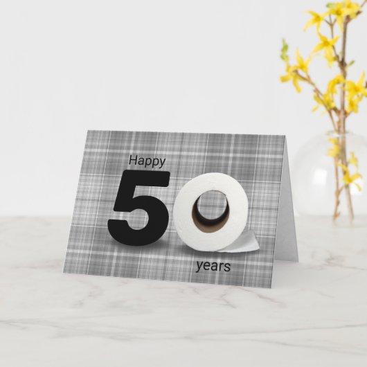 50e verjaardag toiletpapier rol op plaid kaart (Gele Bloem)