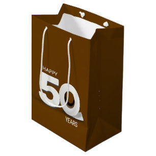 50e verjaardag toiletpapierrol op bruin medium cadeauzakje