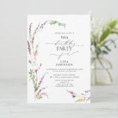 50e verjaardag Trendy Elegant Wildflower Floral Kaart (Staand voorkant)