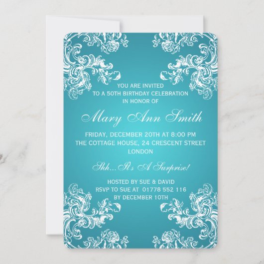 50e verjaardag  trillen 2 Turquoise Kaart (Voorkant)