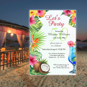 50e Verjaardag Tropisch Zomer Diner & Cocktail Fee Kaart