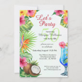 50e verjaardag Tropisch Zomer Diner- en Cocktailfe Kaart (Voorkant)