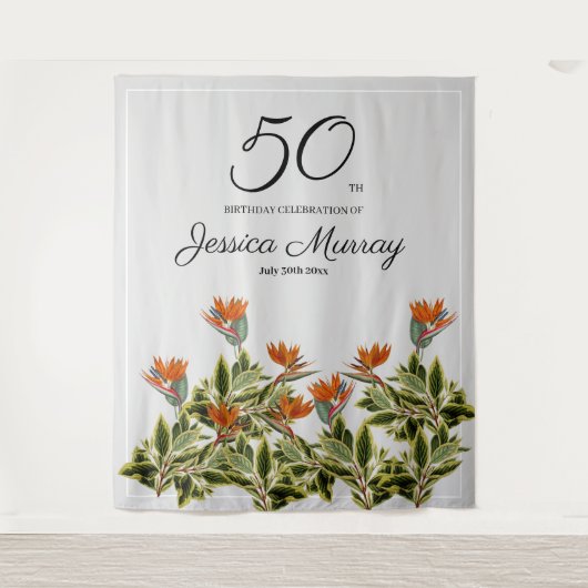 50e verjaardag  tropische bloemen wandkleed (Voorkant)