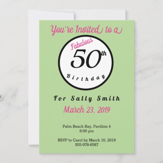 50e verjaardag tropische thema uitnodiging (Voorkant)