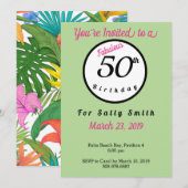 50e verjaardag tropische thema uitnodiging (Voorkant / Achterkant)