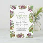 50e verjaardag Tropische Waterverf verlaat Kaart (Staand voorkant)