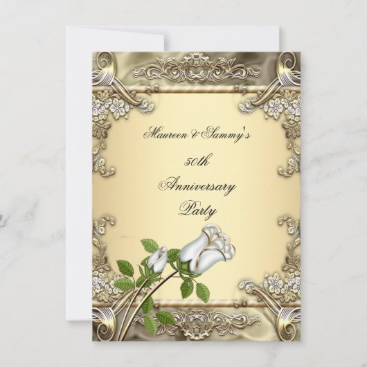 50e verjaardag Trouwfeest Crème Roze Goud Kaart (Voorkant)