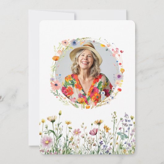 50e Verjaardag Tuin Bloemen Wild Meadow Foto Kaart (Achterkant)