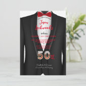 50e verjaardag, Tuxedo Suit, zwart-wit en rood Str Kaart (Staand voorkant)