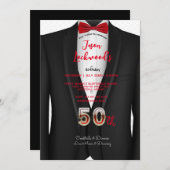 50e verjaardag, Tuxedo Suit, zwart-wit en rood Str Kaart (Voorkant / Achterkant)