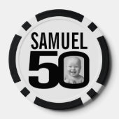 50e verjaardag twee aangepaste foto's zwart-wit poker chips (Achterkant)