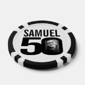 50e verjaardag twee aangepaste foto's zwart-wit poker chips (Enkel)