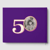 50e verjaardag twee foto's paarse roos goud gastenboek (Achterkant)