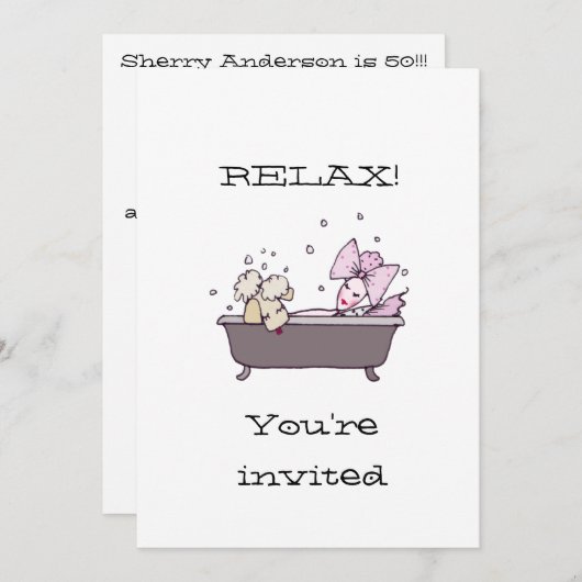 50e verjaardag tweeslachtig platte Kaart — Uitnodi (Voorkant / Achterkant)