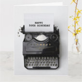 50E VERJAARDAG  typemachine Wenskaart Kaart (Gele Bloem)