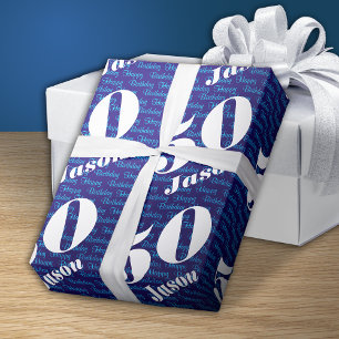 50e verjaardag typografie marine cadeaupapier