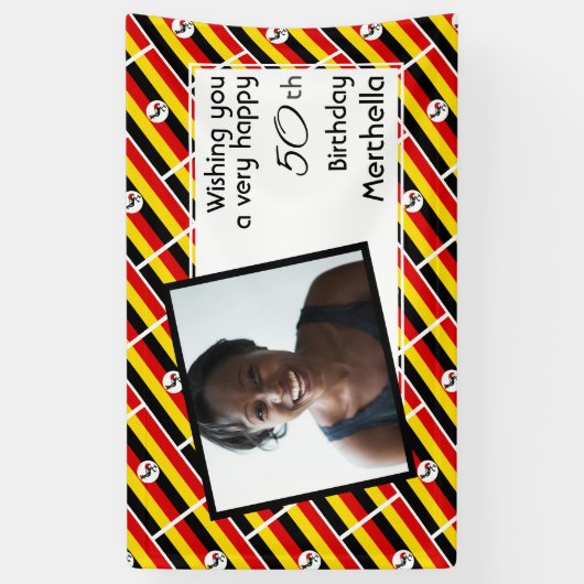 50e verjaardag UGANDA VLAG Custom Photo Spandoek (Verticaal)