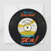 50e verjaardag Uitnodigen Retro Vinyl Record 45 RP Kaart (Voorkant)