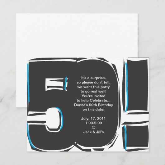 50e verjaardag Uitnodiging (Voorkant / Achterkant)