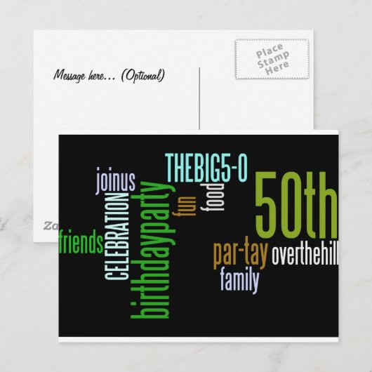 50e verjaardag Uitnodiging (Voorkant / Achterkant)