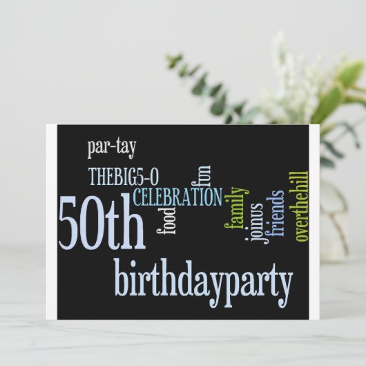 50e verjaardag Uitnodiging (Staand voorkant)