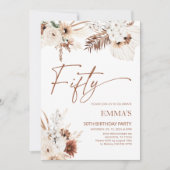 50e verjaardag uitnodiging Boho Pampas (Voorkant)