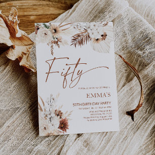 50e verjaardag uitnodiging Boho Pampas