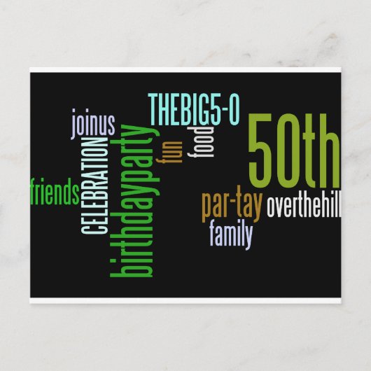 50e verjaardag Uitnodiging Briefkaart (Voorkant)