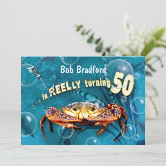 50e verjaardag uitnodiging - CRAB FEAST (Staand voorkant)