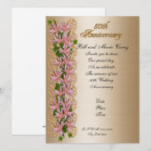 50e verjaardag uitnodiging elegant floral (Voorkant / Achterkant)