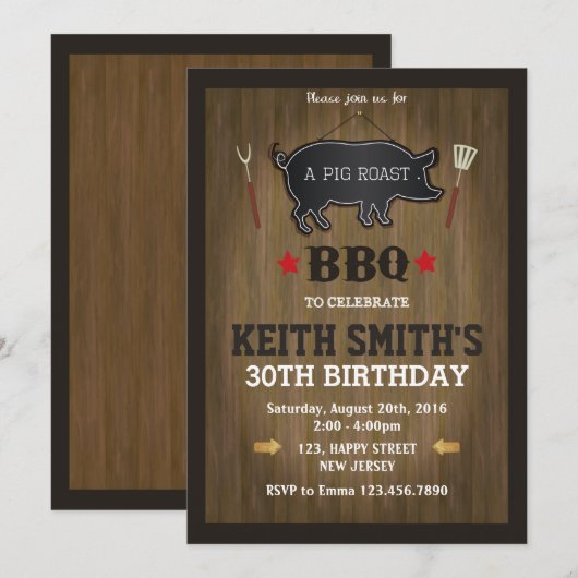 50e verjaardag uitnodiging - elke leeftijd (Voorkant / Achterkant)