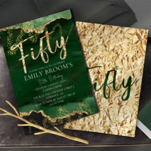 50e Verjaardag Uitnodiging Emerald Groen en Goud