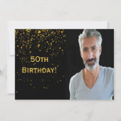 50e verjaardag uitnodiging foto zwarte jongens man (Voorkant)