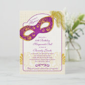 50e verjaardag uitnodiging | gemaskerde bal (Staand voorkant)