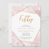 50e verjaardag uitnodiging Geo roze en goud (Voorkant)