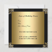 50e verjaardag Uitnodiging Gold Black art dec (Achterkant)