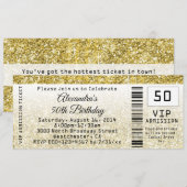 50e verjaardag Uitnodiging Golden Ticket (Voorkant / Achterkant)