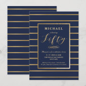 50e verjaardag uitnodiging - Goud, Elegant Manneli (Voorkant / Achterkant)