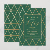 50e verjaardag uitnodiging - goud, elegant, trendy (Voorkant / Achterkant)