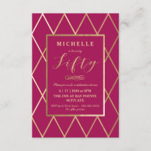 50e verjaardag uitnodiging - goud, elegant, trendy