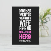 50e verjaardag Uitnodiging - Mam Volunteer Hero (Staand voorkant)