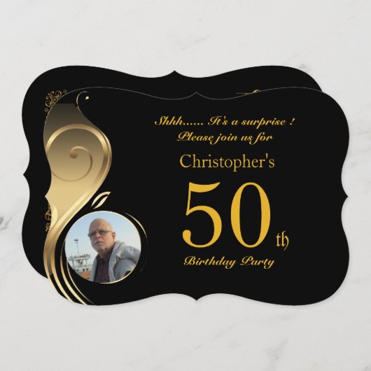 50e, Verjaardag Uitnodiging Man Elke leeftijd, Fot (Voorkant / Achterkant)