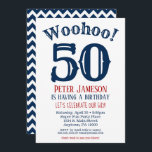50e verjaardag Uitnodiging Mannen marineblauw<br><div class="desc">Een grappige en opvallende 50e verjaardag uitnodiging voor een man,  vriend,  vader of grootvader.</div>