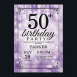 50e verjaardag Uitnodiging Paars Glitter<br><div class="desc">50e verjaardag Uitnodiging met Paarse Koord Lichten met Paarse Glitter Achtergrond. Paarse verjaardag. Volwassen verjaardag. Mannen of vrouwen uitgenodigd. 13e 15e 16e 18e 21e 30e 40e 50e 60e 70e 90e 100e, elke leeftijd. Voor verdere aanpassing, te klikken gelieve de knoop "van de Aanpassing het"en ons ontwerphulpmiddel te gebruiken om deze...</div>