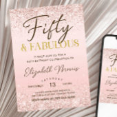 50e Verjaardag Uitnodiging Printable Roos Gold Fif