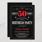 50e verjaardag uitnodiging rood en zwart schoolbor (Voorkant / Achterkant)