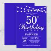 50e verjaardag Uitnodiging Royal Blue (Voorkant / Achterkant)