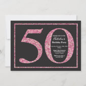 50e verjaardag Uitnodiging Roze Glitter Chalkboard (Voorkant)
